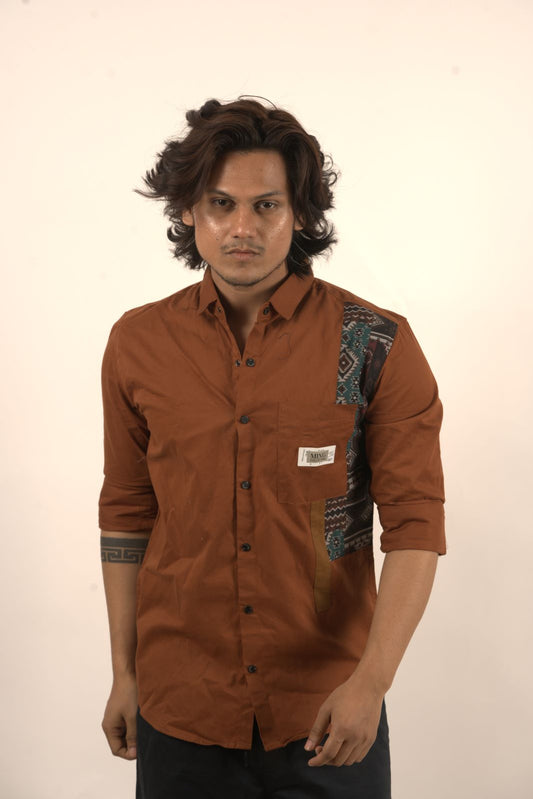 Rust Brown With Side Patch Designer Shirt