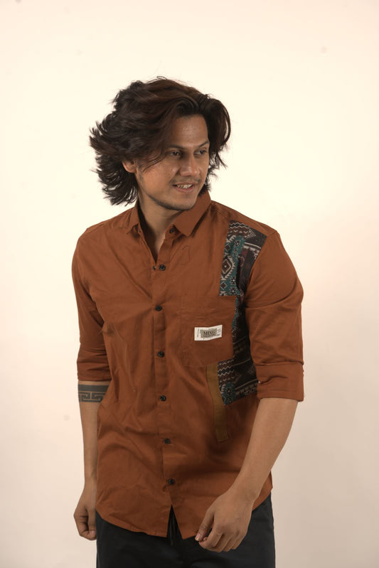 Rust Brown With Side Patch Designer Shirt