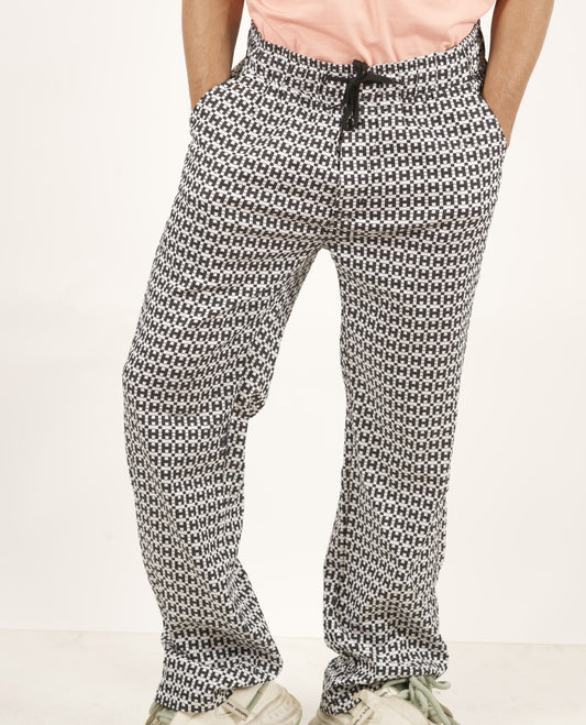 Dotted Checks Cotton Baggy Pants