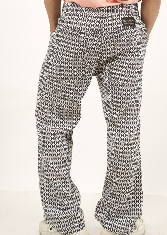 Dotted Checks Cotton Baggy Pants