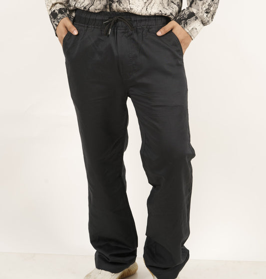 Black Cotton Baggy Pants