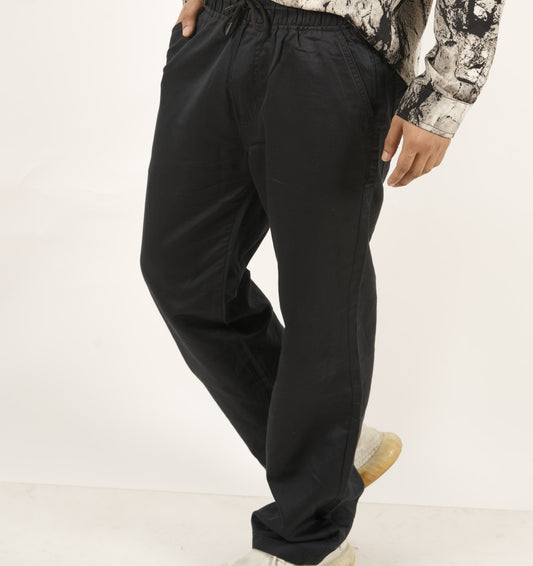 Black Cotton Baggy Pants