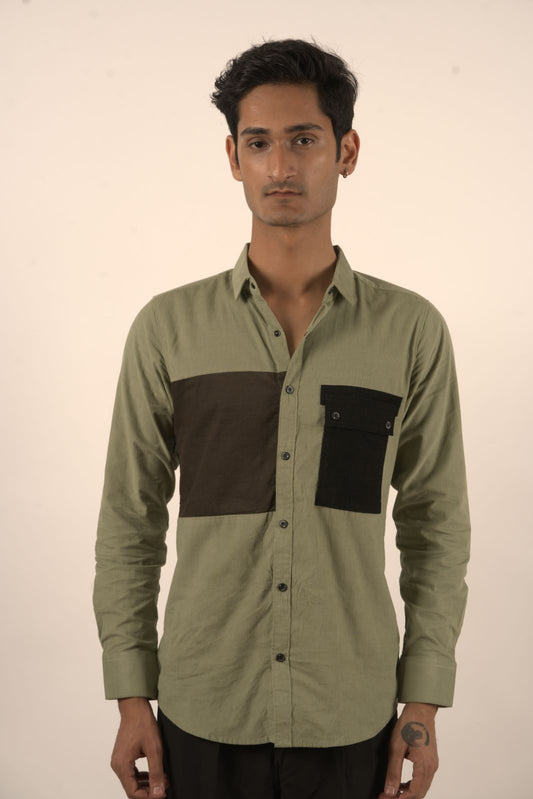 Cotton Cotrie Pocket Patch Semi Formal Shirt