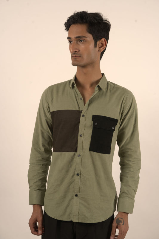 Cotton Cotrie Pocket Patch Semi Formal Shirt