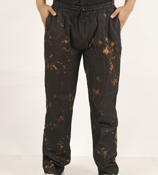 Printed Black Cotton Baggy Pants