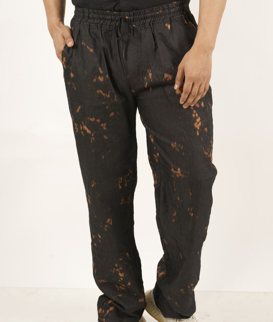 Printed Black Cotton Baggy Pants