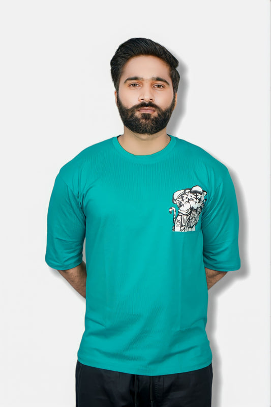 Sea Green Backprint Dropshoulder Tshirt