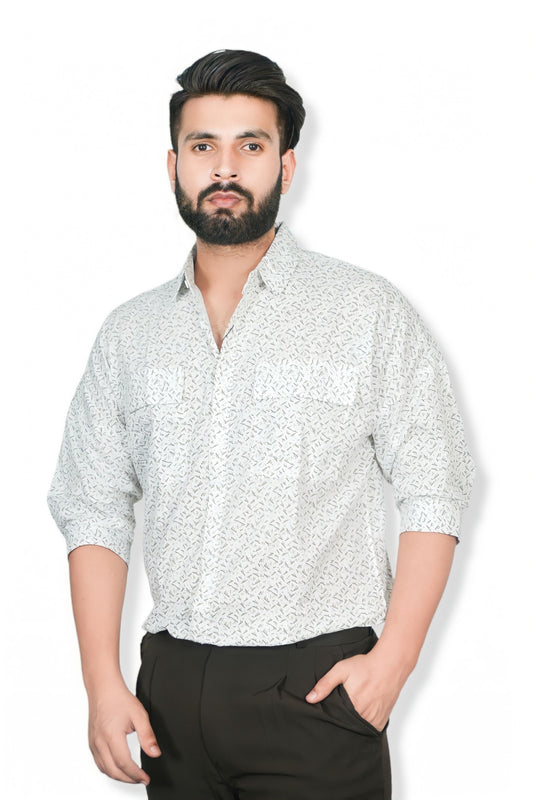 White Dotted Semiformal Shirt