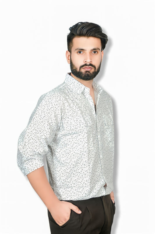 White Dotted Semiformal Shirt