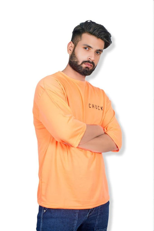 Neon Orange Off Shoulder Drop Tshirt