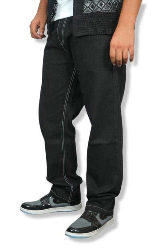 Threadwork Trendy Black Baggy Comfort Fit Denims