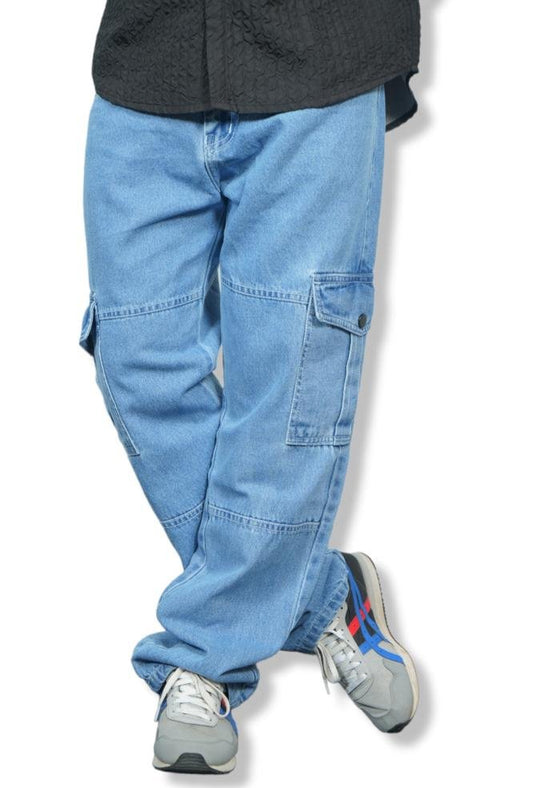 Original Blue Denim Color Baggy Fit 6 Pockets Cargo