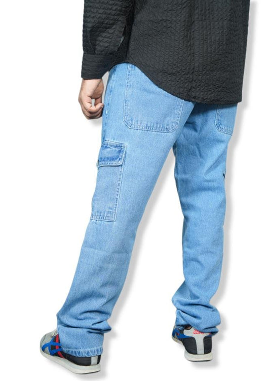 Original Blue Denim Color Baggy Fit 6 Pockets Cargo