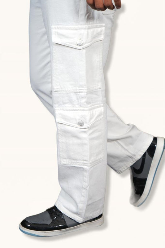 Royal White 8 Pockets Cargo Denims